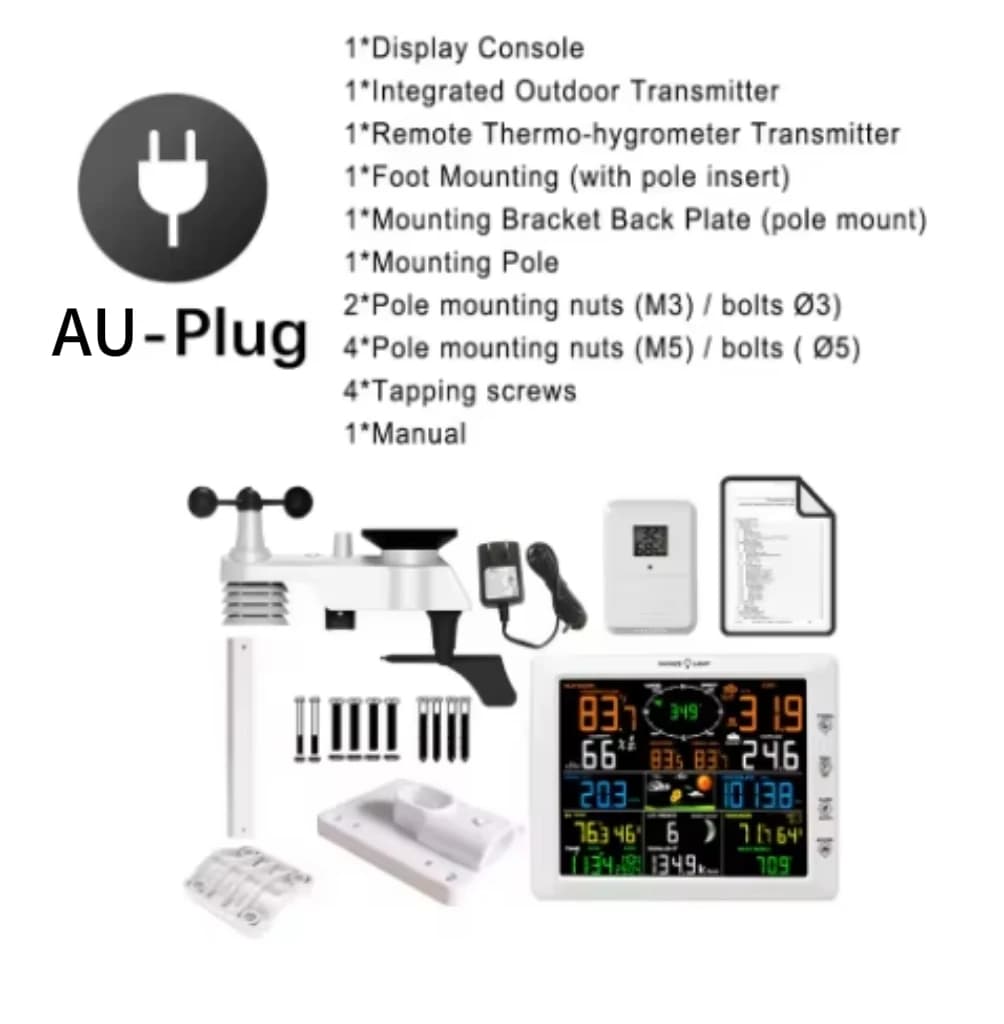 Station météo WiFi 14 en 1, prévisions météorologiques domestiques sans fil avec capteur extérieur, 