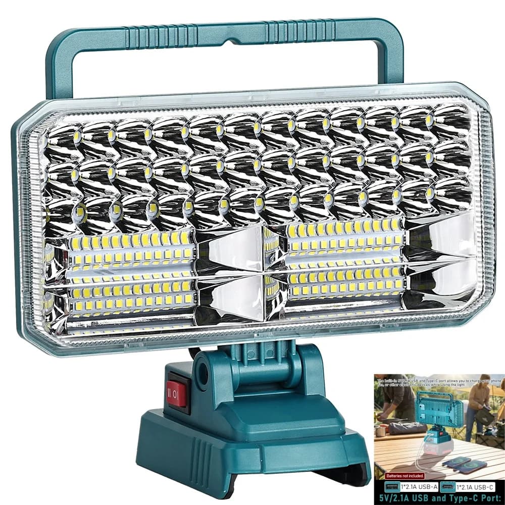 Lampe de travail LED 4200LM 40W pour batterie Bosch 18V, lampe torche avec port USB pour le camping 