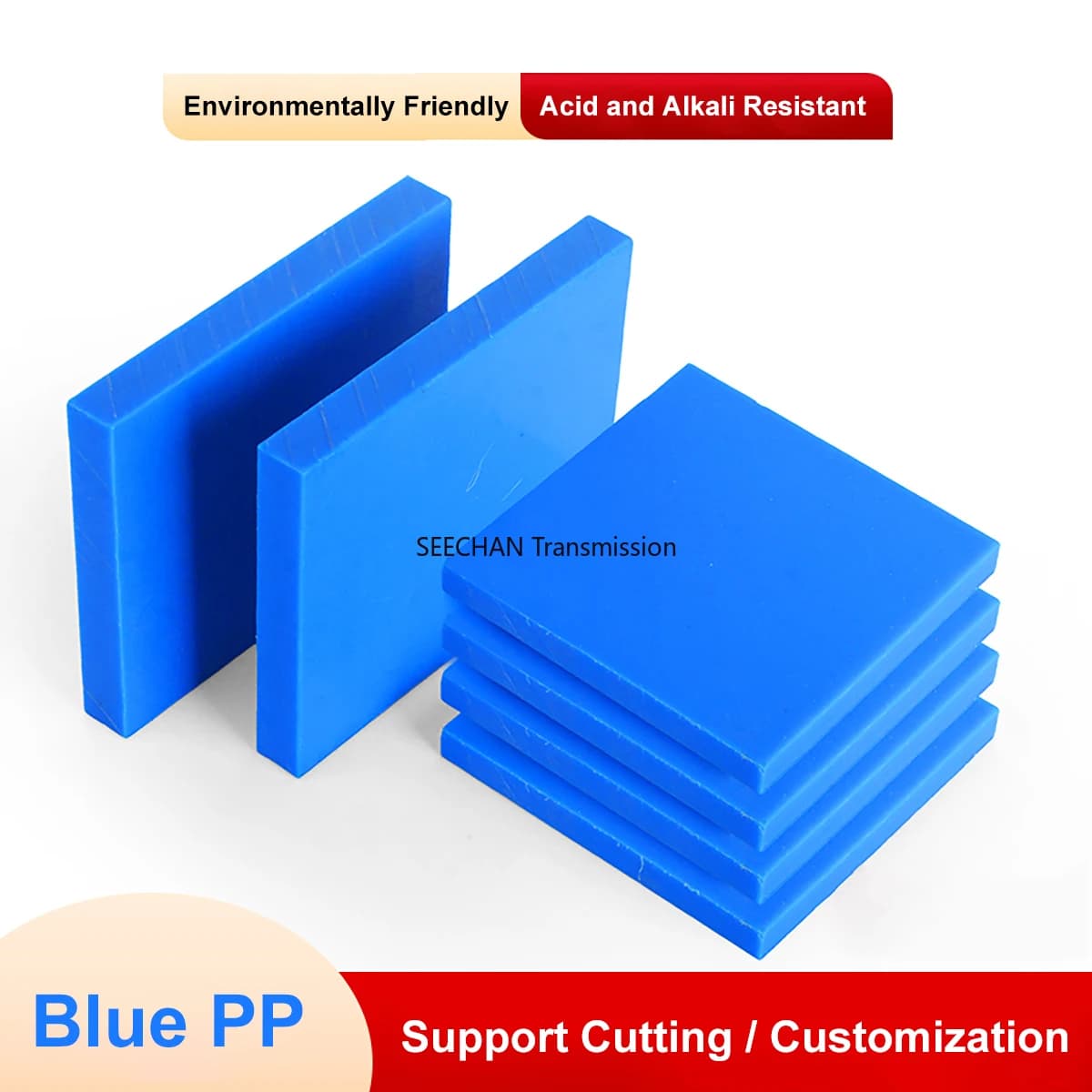 Panneau de polypropylène bleu, feuilles de plastique PP, plaque de séparation de qualité alimentaire