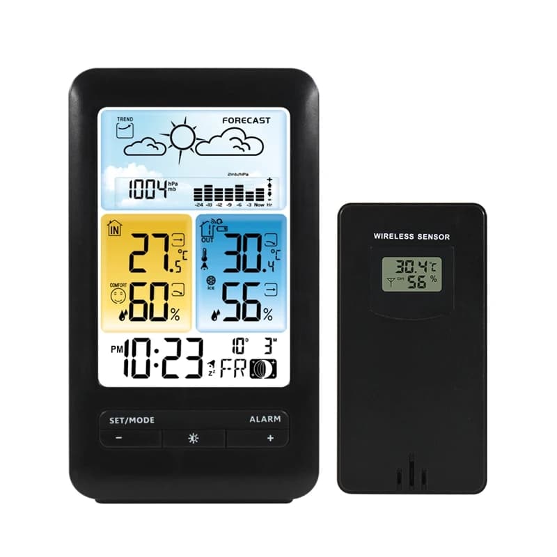 FanJu Station météo numérique LCD sans fil thermomètre hygromètre Table réveil électronique baromètr