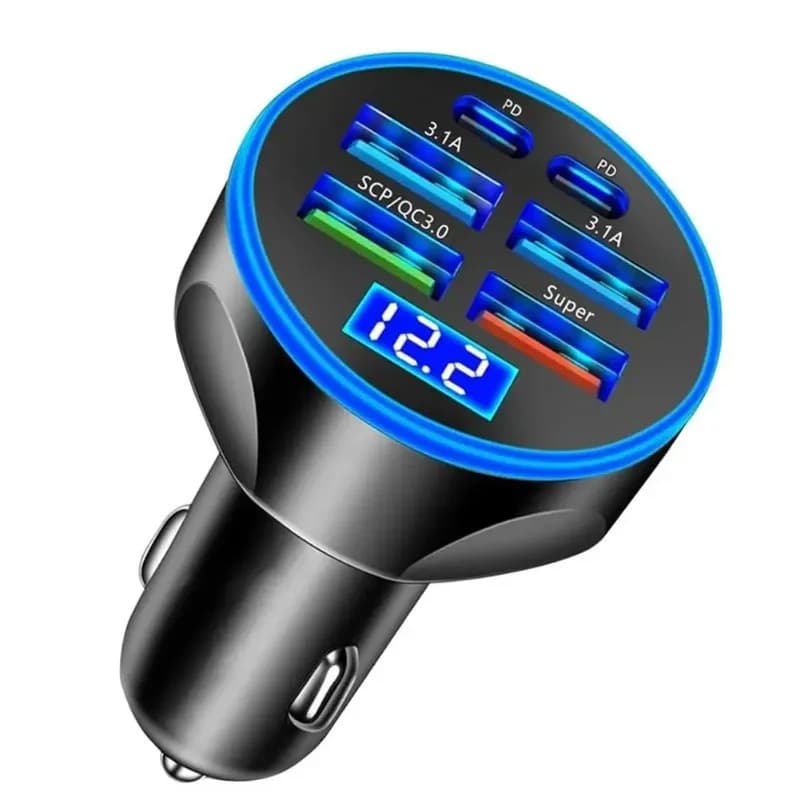Chargeur de voiture 300W PD QC3.1, charge rapide, 4 ports USB + 2 ports PD, prise allume-cigare de v