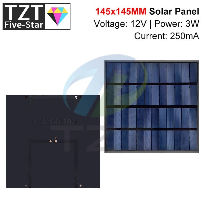 GREATZT Panneau Solaire Polycristallin 12V 250mA 3W 145*145MM Mini Système Solaire Sunpower DIY pour