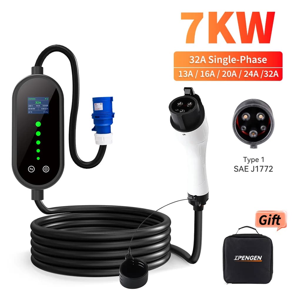 IPENGEN 32A 7KW EV chargeur Type1 SAEJ1772 charge rapide véhicule électrique EVSE chargeur de batter