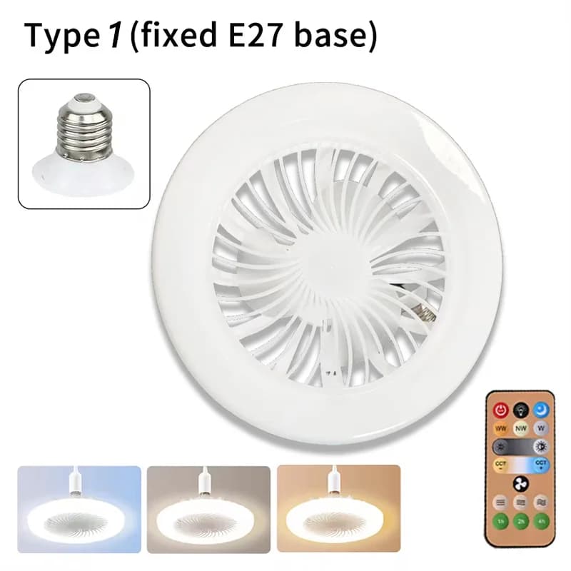 Lampe de ventilateur de plafond d'intérieur moderne 30W 360 ° Rotation avec télécommande E27 salon c