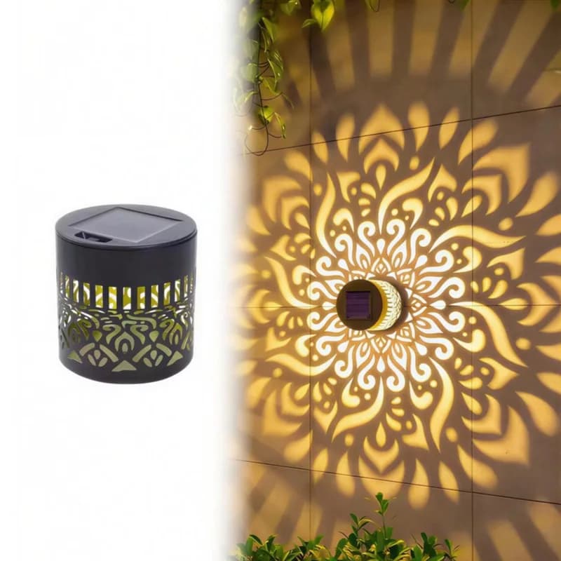 Lampe murale solaire Mandala à allumage/extinction automatique, lumière décorative LED extérieure ét