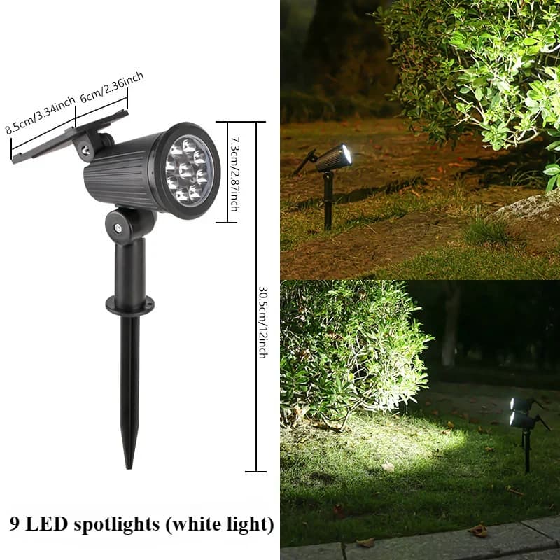 9 LED Spot solaire extérieur étanche projecteurs solaire jardin lumières paysage éclairage décoratio