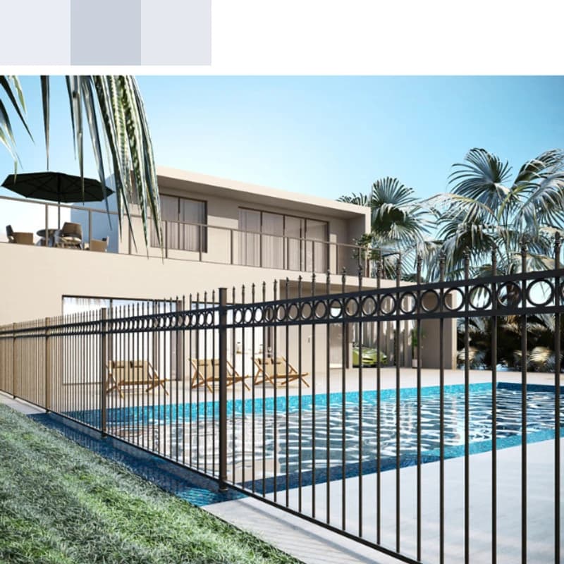 Clôture de jardin clôture métallique moderne aluminium noir 6x8 panneau de clôture à dessus plat de 