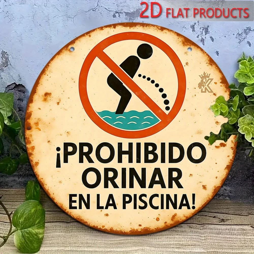 Panneau d'avertissement rétro plat 2D en bois, 8 pouces, Message humoristique, PROHIBIDO ORINAR EN L