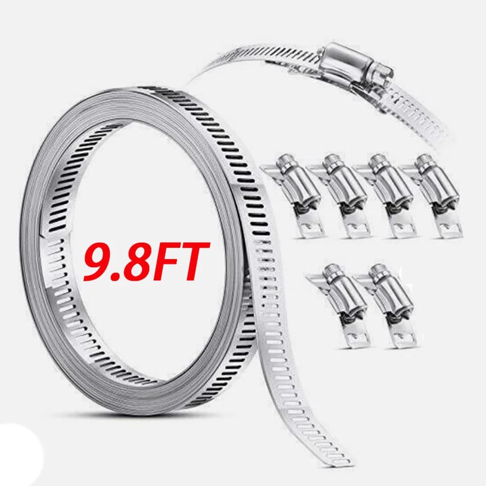 Grands colliers de serrage réglables de 9,8 pieds, engrenage à vis sans fin, pince en acier inoxydab