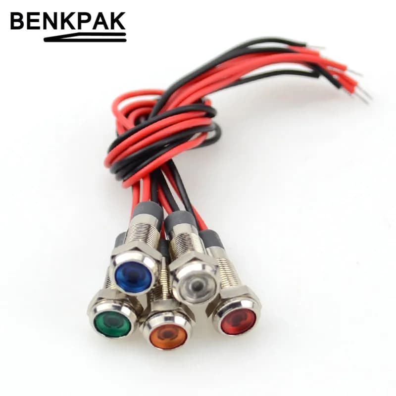 Indicateur LED 6mm, lampe de signalisation 3V 6V 12V 24V 220V