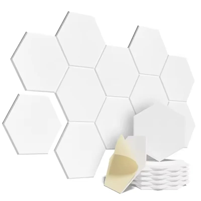 Paquet de 12 panneaux acoustiques hexagonaux auto-adhésifs panneaux en mousse insonorisés conception