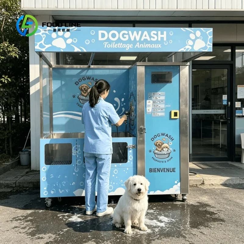 Station de lavage automatique pour chiens en libre-service, à monnayeur, pour usage extérieur, pour 