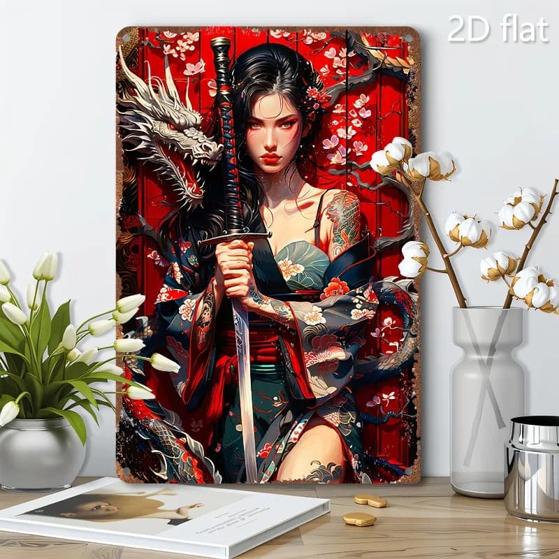 Plaques décoratives de samouraï japonais pour femme, décoration murale pour la maison, cadeau de vac