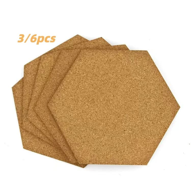 3/6 panneaux hexagonaux en liège – Panneaux en liège autocollants, adaptés à la décoration murale, a