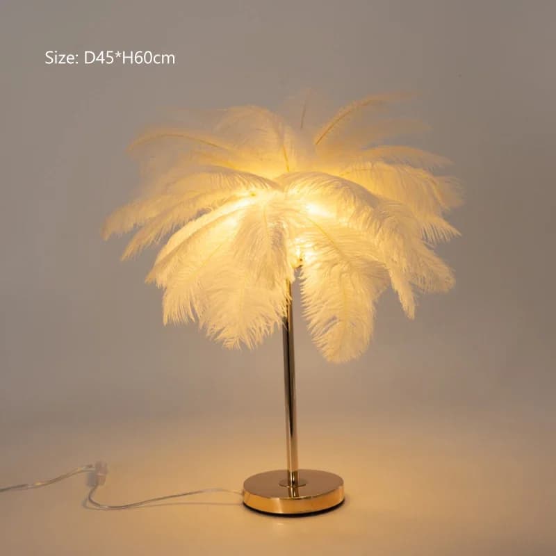 Lampe LED autoportante en plumes d'autruche, design moderne, luminaire décoratif d'intérieur, idéal 