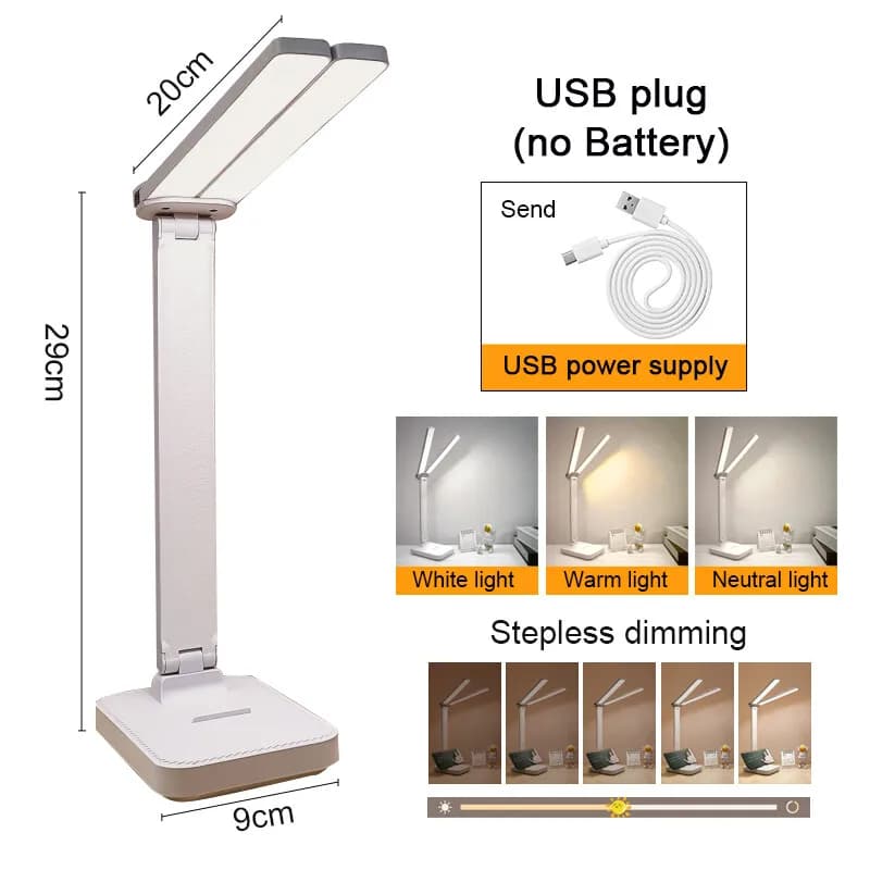 Lampe de bureau USB à 3 niveaux de luminosité réglable, veilleuse tactile, rechargeable par USB, pro