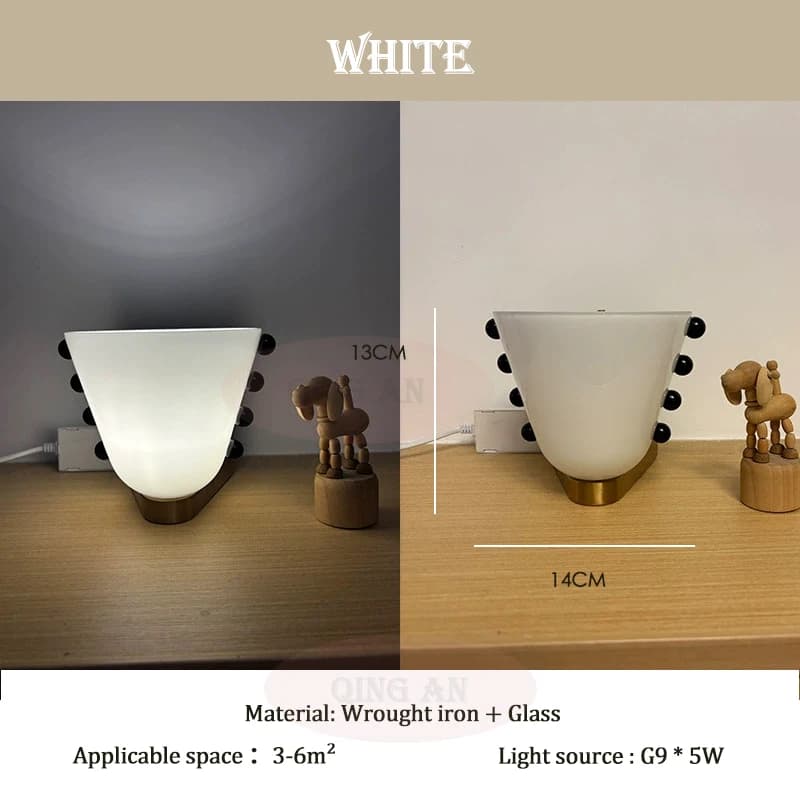 Lampes murales en vitrail blanc ambre vert rouge tasse à thé lampe en verre LED rétro chambre chevet