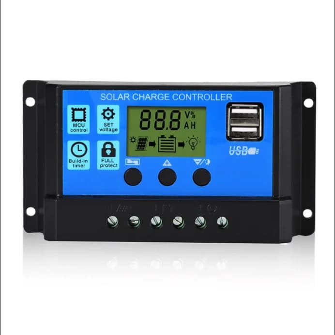 Contrôleur de Charge solaire 60A PWM 12V 24V avec écran LCD, régulateur de tension double USB pour p