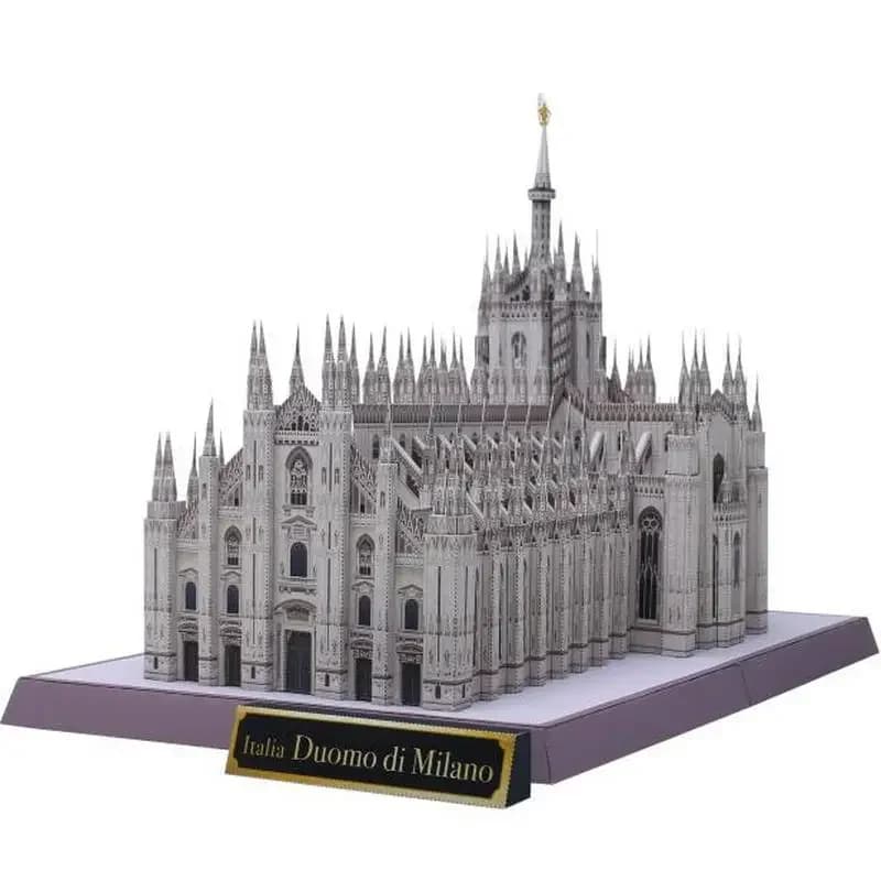 Modèle de bâtiment d'architecture classique du monde d'Italie, cathédrale de Milan, papier 3D