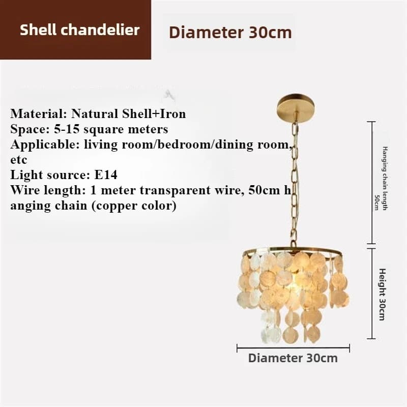 Lampe à suspension en forme de coquille, carillon éolien rétro américain, lampe pour maison d'accuei