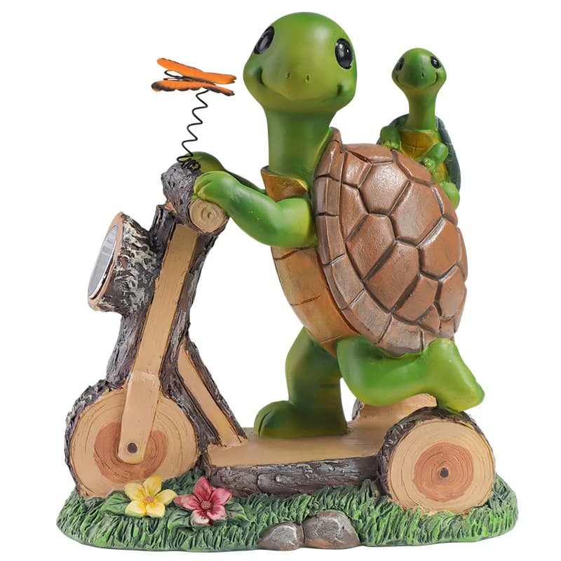 Tortue vélo lampe solaire Sculpture créative jardin décoratif ornement jardin cour décorative Statue