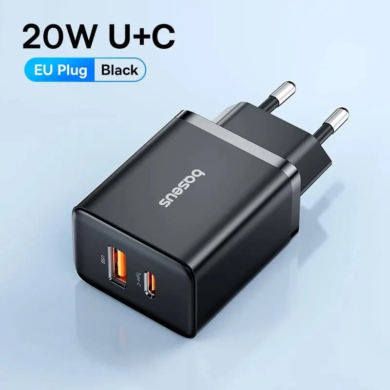 Baseus 20W PD chargeur Charge rapide QC4.0 QC3.0 USB Type C chargeur pour iPhone 15 14 13 12 11 Xiao