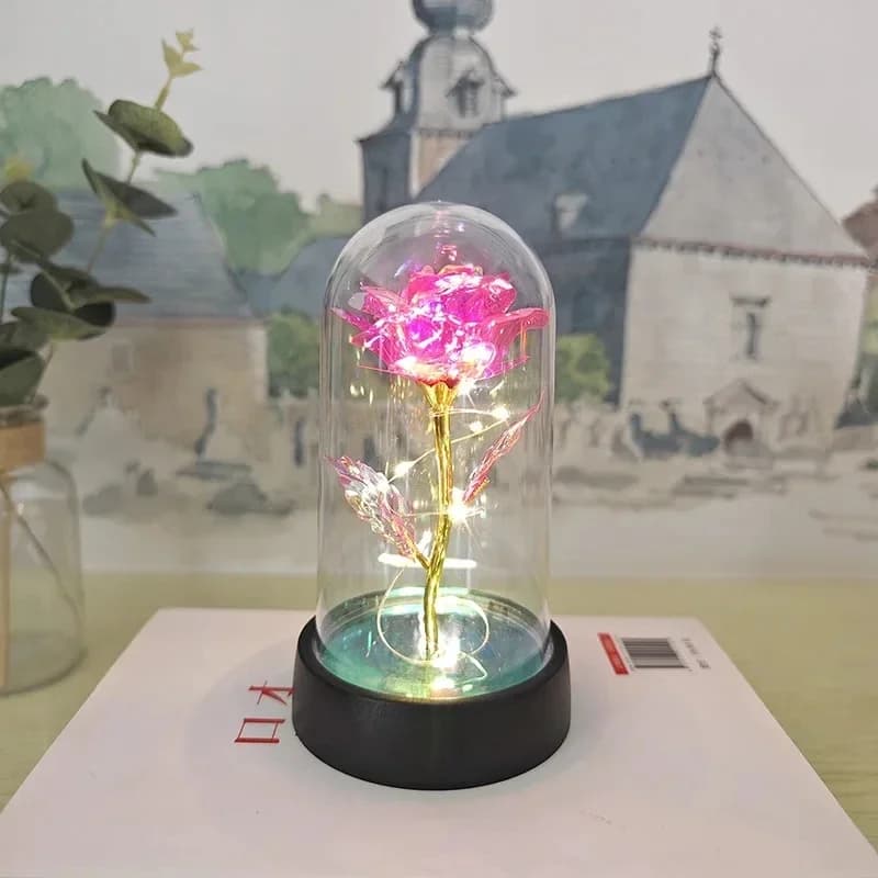 Rose lumineuse belle réaliste d'apparence veilleuse Rose fleur éternelle fournitures de fête LED Sim