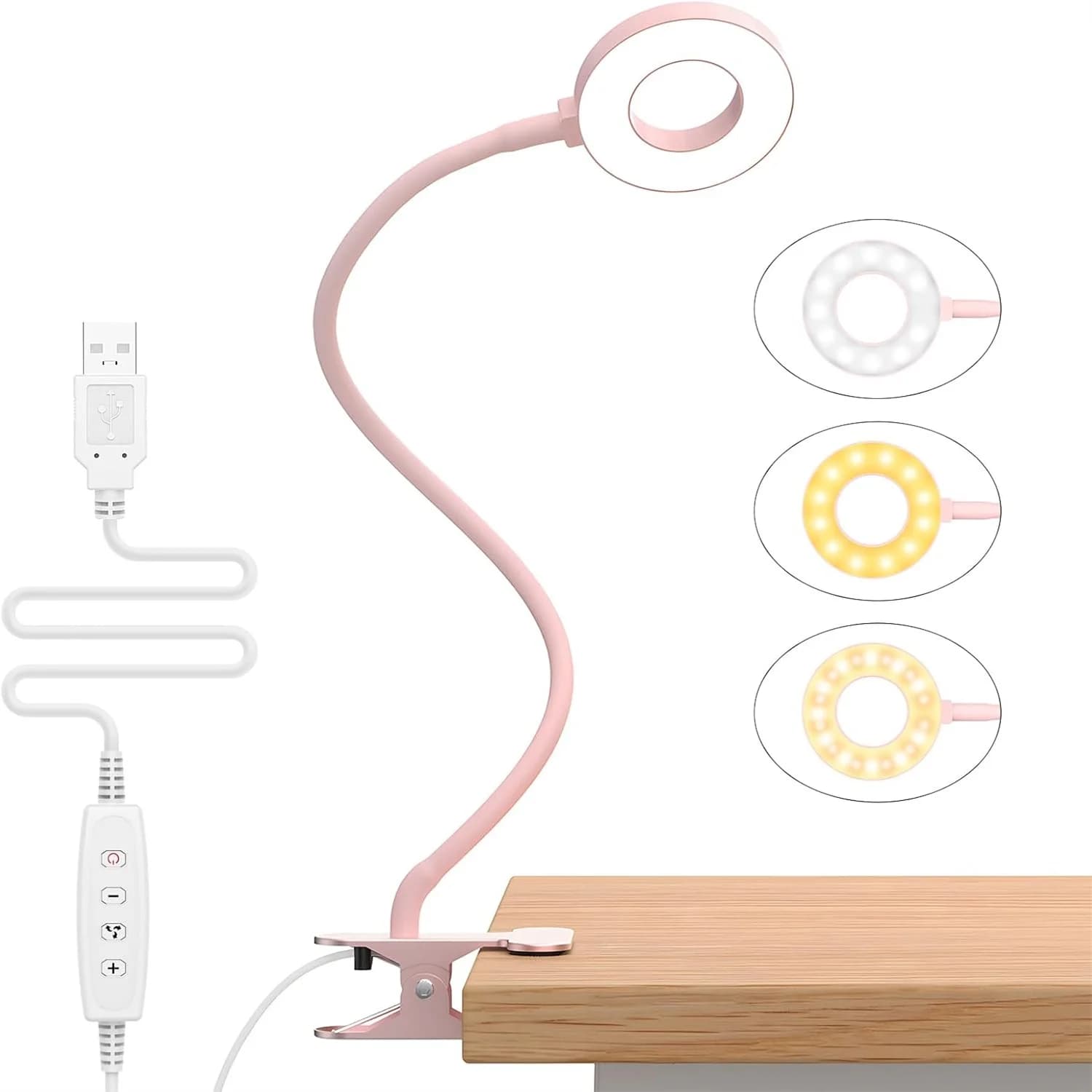 Blanc rose noir lampe de bureau LED livre lumière USB lampe de lecture lumière du jour Portable Flex