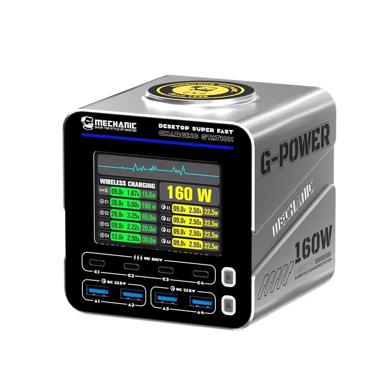 Station de charge super rapide de bureau en nitrure de gallium G-POWER mécanique, protocole PD 100W,
