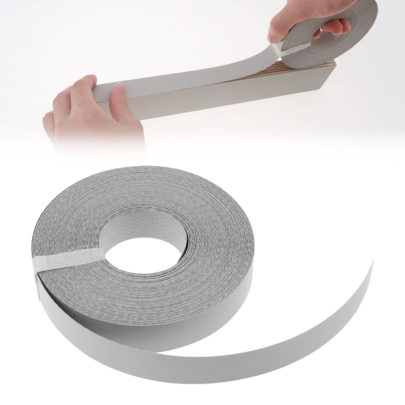 Bordure adhésive thermofusible grise en mélamine, 15M, bordure de placage pré-collée pour Table/armo