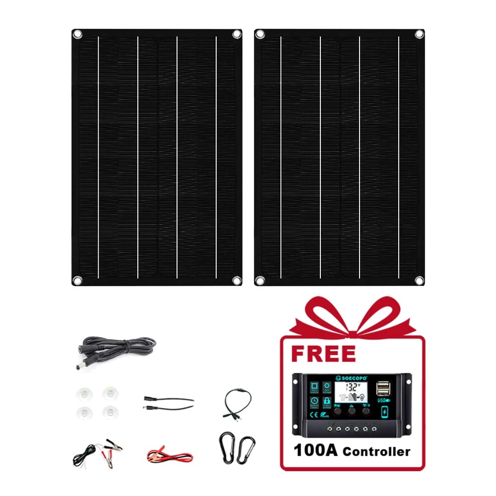 SOECOPO 1200W ensemble de panneaux solaires 2 panneaux photovoltaïques portables 12V - 18V contrôleu