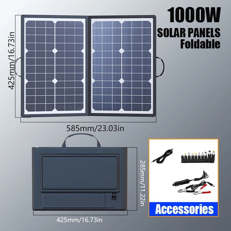 Kit complet de panneaux solaires 1000W, centrale solaire pliable, générateur Portable, chargeur 18V 