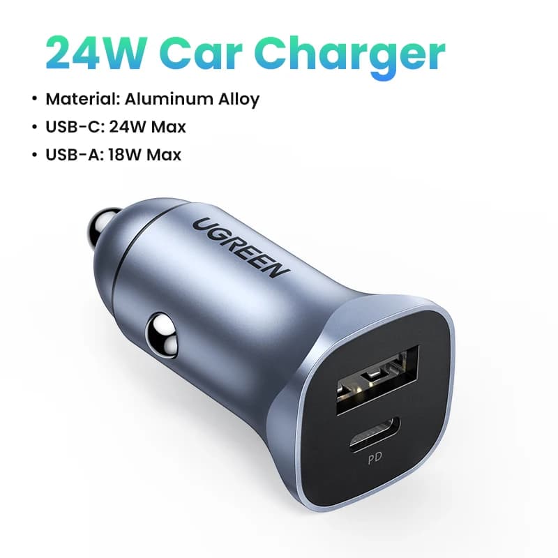 UGREEN-Chargeur de voiture USB Type C, Charge rapide pour iPhone 15, 14, 13, Xiaomi, Chargeur de tél
