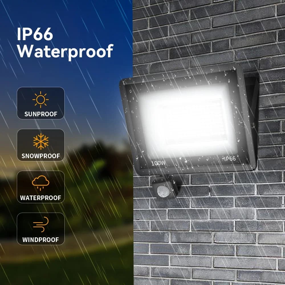 Projecteur LED avec détecteur de mouvement PIR AC220V, réflecteur extérieur étanche IP66, projecteur