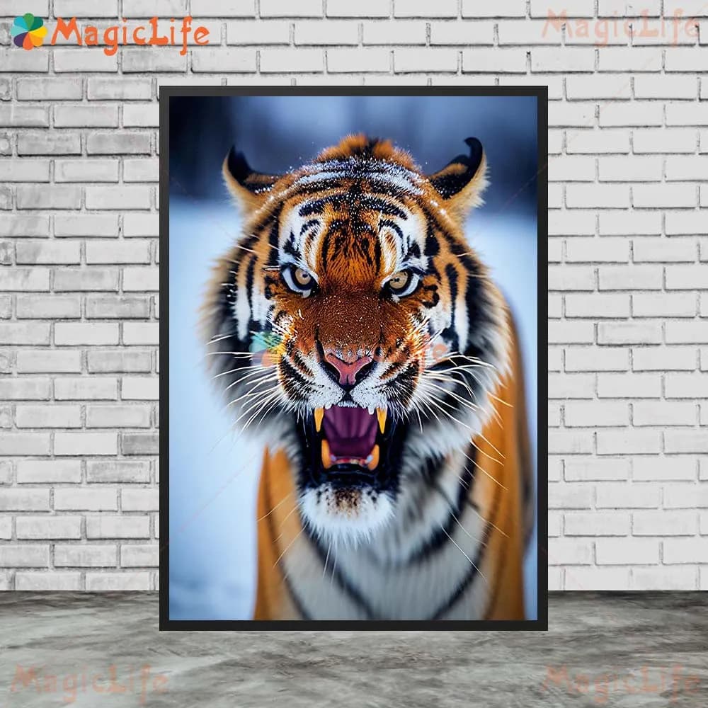 Affiches murales imprimées d'animaux tigre sauvage, Lion, foudre, images murales pour salon, affiche