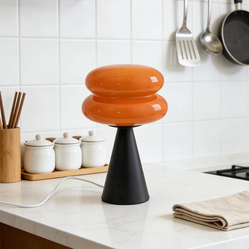 Lampe de table en verre à double couche en forme de donut, lampe de chevet géométrique moderne, 3 te