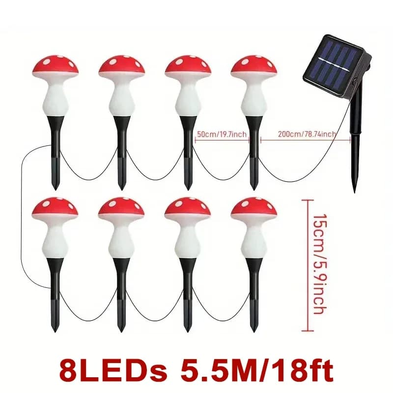 Lampes solaires LED en forme de champignons, 8 modes, étanches, pour jardin, allée, patio, cour, arr