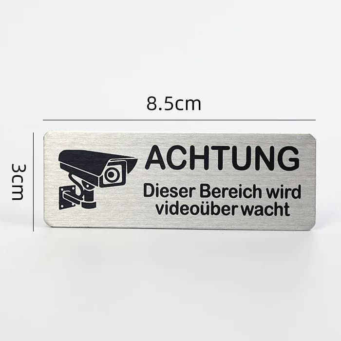 Panneau d'avertissement de vidéosurveillance en aluminium avec Logo gratuit, 85x30mm, caméra privée 