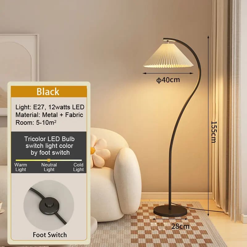 Lampe LED autoportante plissée de style crème, luminaire décoratif d'intérieur, idéal pour un salon,