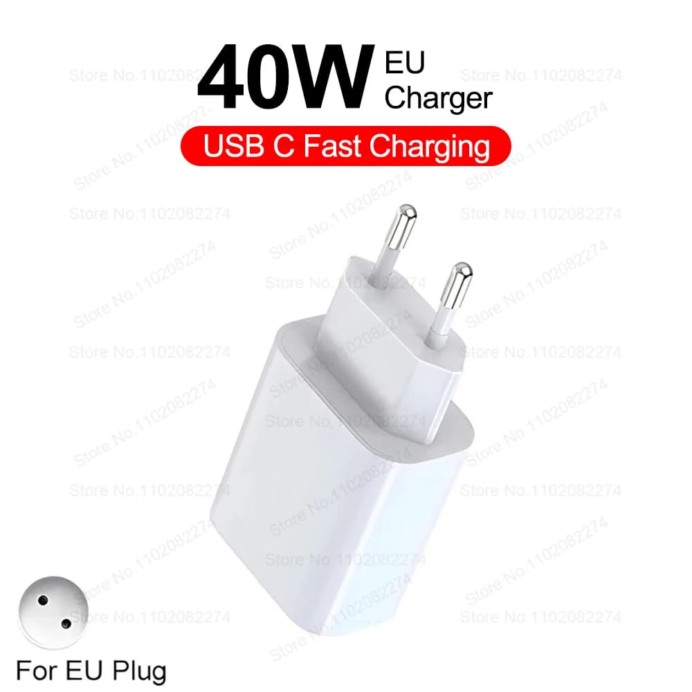 Chargeur rapide original PD 40W pour Apple iPhone 17 16 15 11 12 13 14 Pro Max Plus iPad Air USB C T