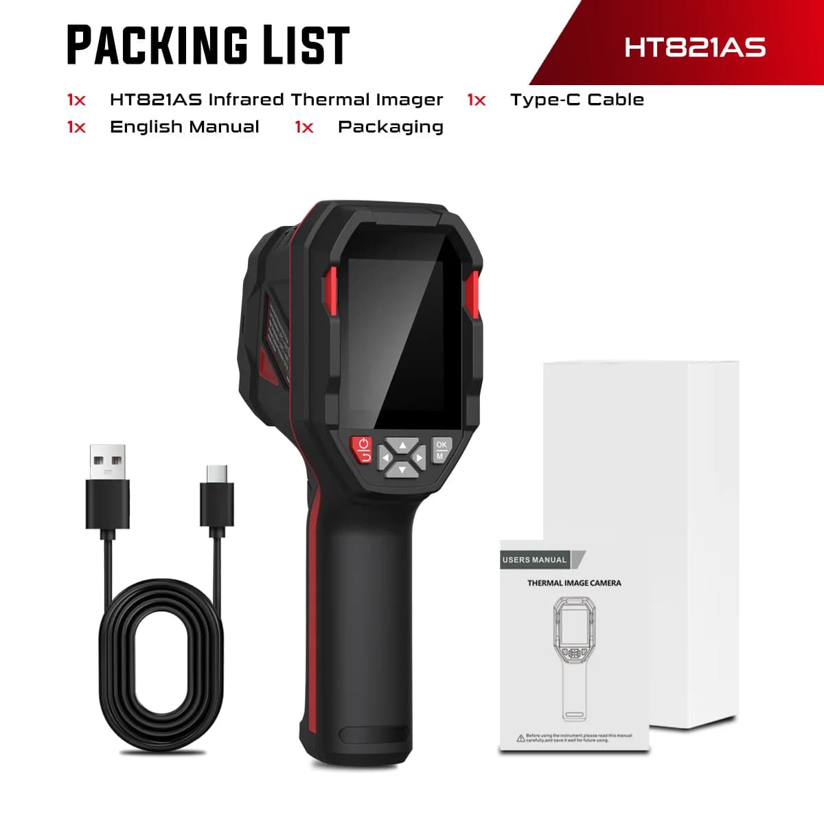 Caméra thermique rechargeable HABOTEST HT821AS -20 ℃ ~550 ℃   Caméra thermique portable étanche, ant