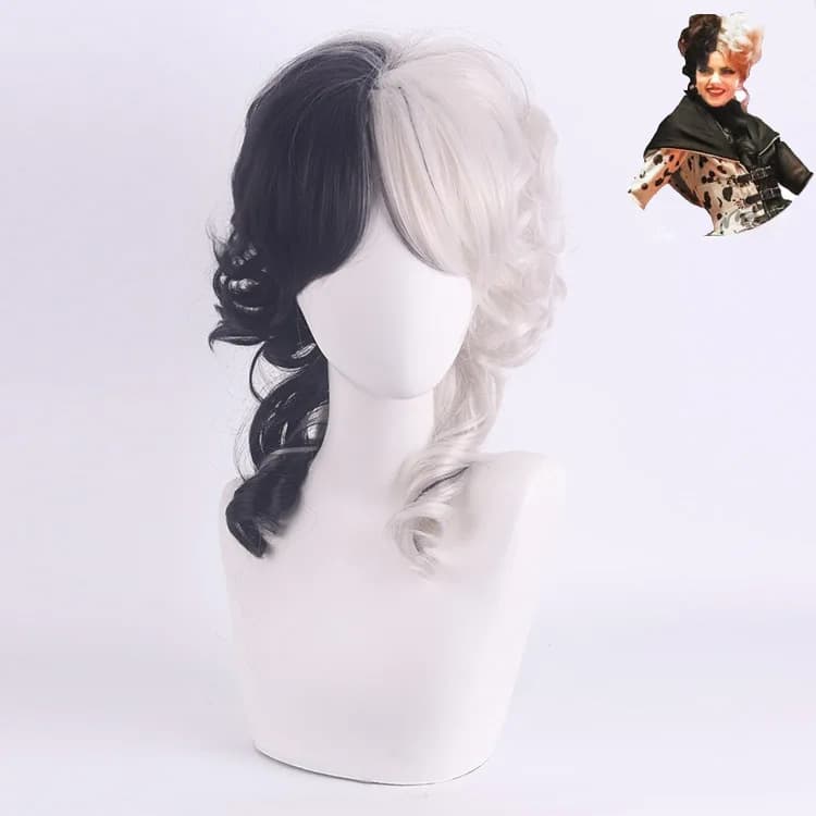Costume de cosplay Cruella, robe, cape et gants pour femme, costume de carnaval d'Halloween, costume