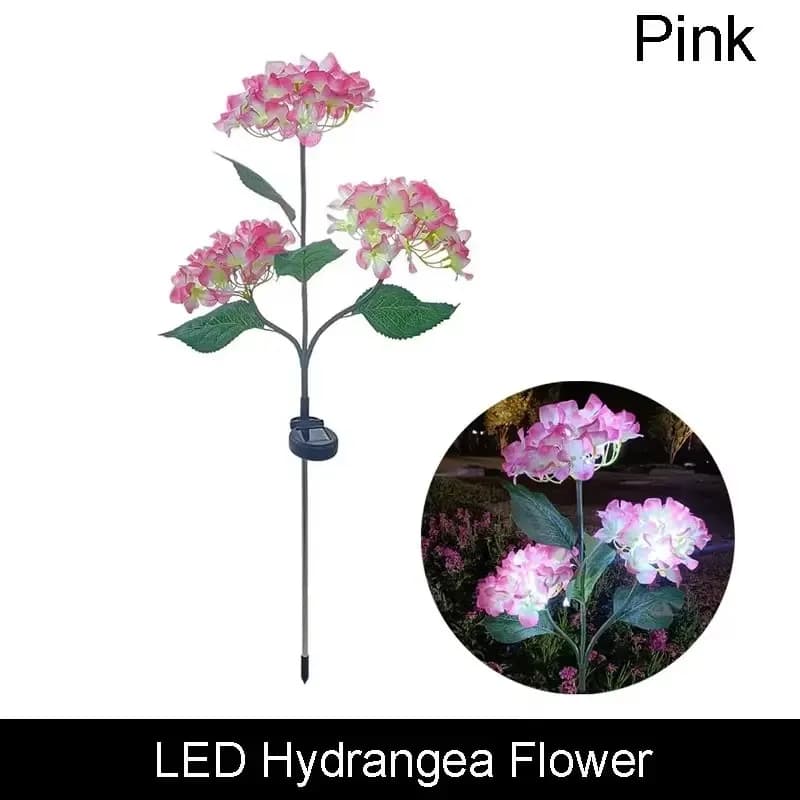 Lampe solaire LED pour pelouse en forme d'hortensia avec 3 têtes, lumières artificielles solaires po