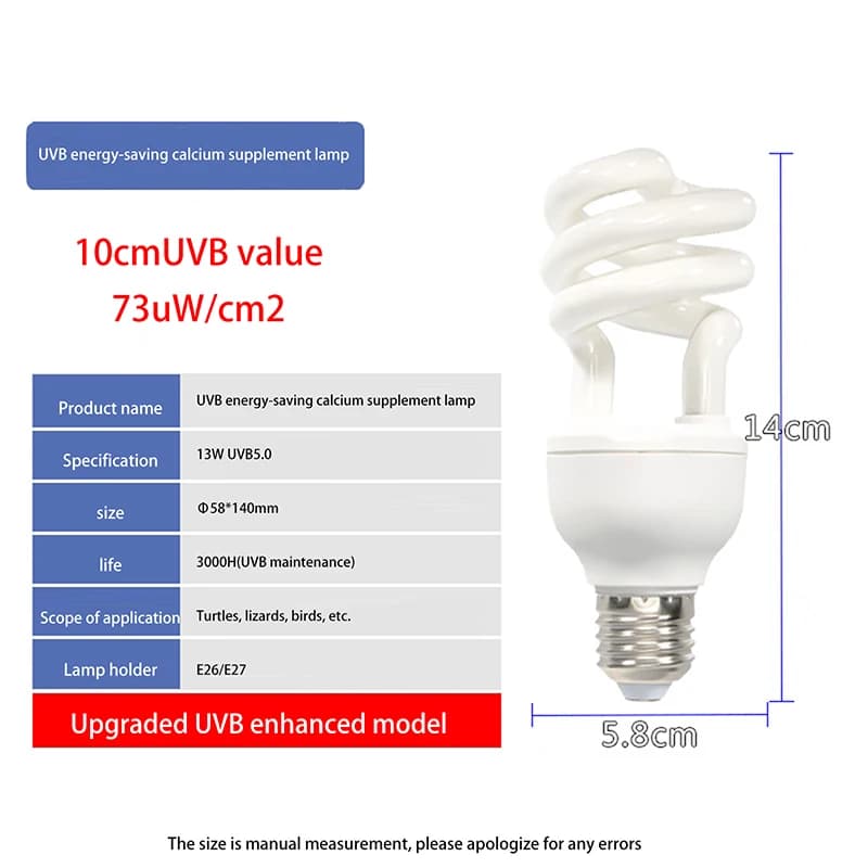 、1HM4 Raga13/26W rayons UV Terrarium à économie d'énergie lumière de se prélasser 5.0 10.0 UVB lampe