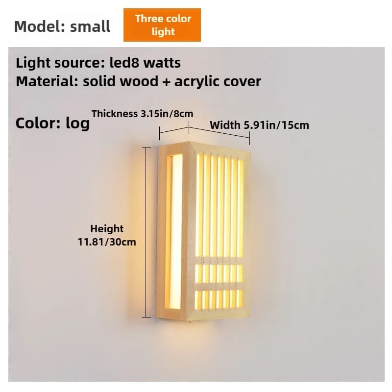 Lampe murale japonaise en bois massif, lampe de chevet pour chambre à coucher, lampe murale Tatami p