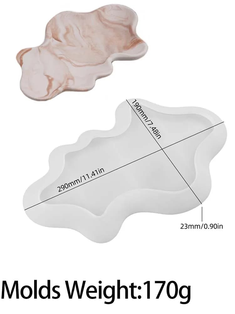 Plateau ondulé irrégulier en béton, moule en Silicone, bricolage fait à la main en forme de nuage, p