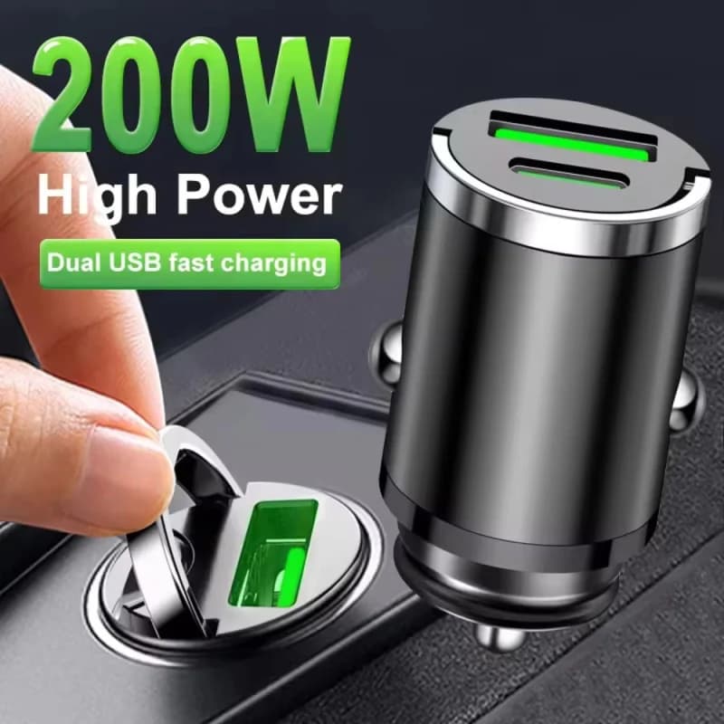 Chargeur de voiture mini 200W à charge rapide pour iPhone QC3.0 mini PD USB Type C, chargeur de télé