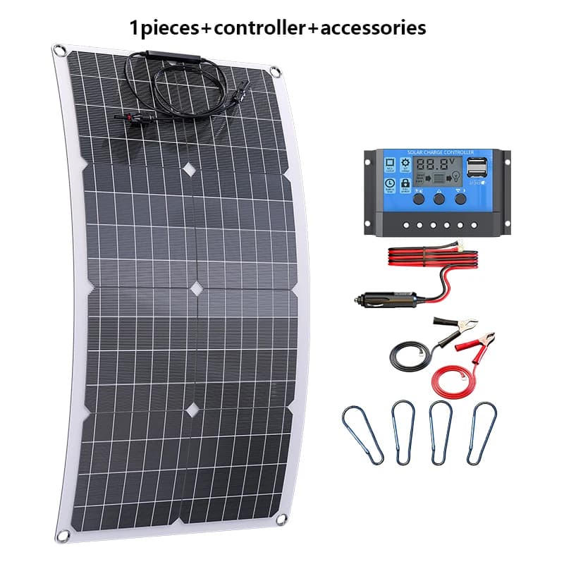 Kit de panneaux solaires 2000 W – Chargeur de batterie 12 V, onduleur 4000 W 110 V/220 V pour systèm