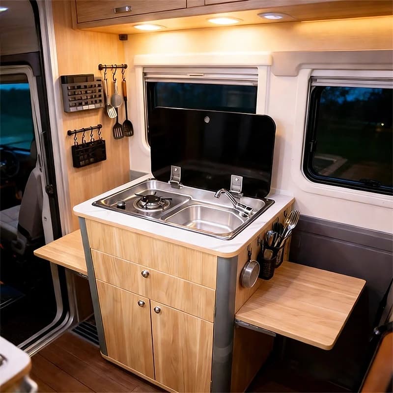 Cuisine de camping-car, armoire de rangement haute capacité, kit intérieur pour camping-car, accesso