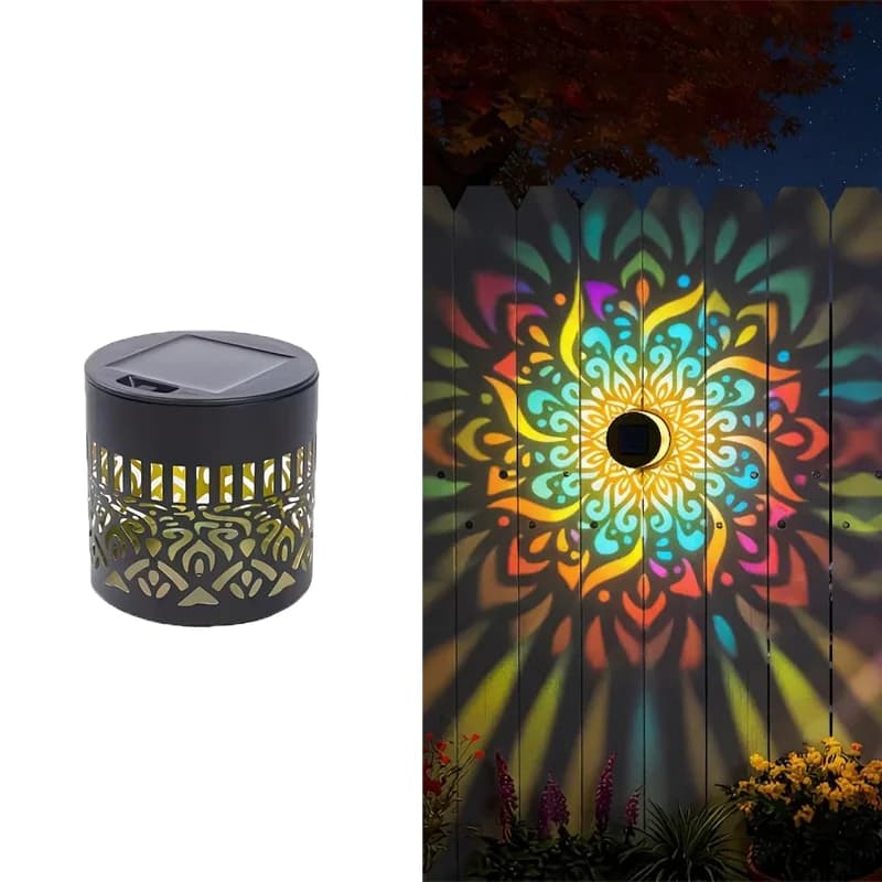 Projecteur Solaire Mandala Tournesol, Lumière Murale Extérieure, Décoration de Jardin, Éclairage Pay